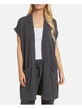 NEW Barefoot Dreams CozyChic Ultra Lite Long Line Sleeveless Cardigan Vest Large